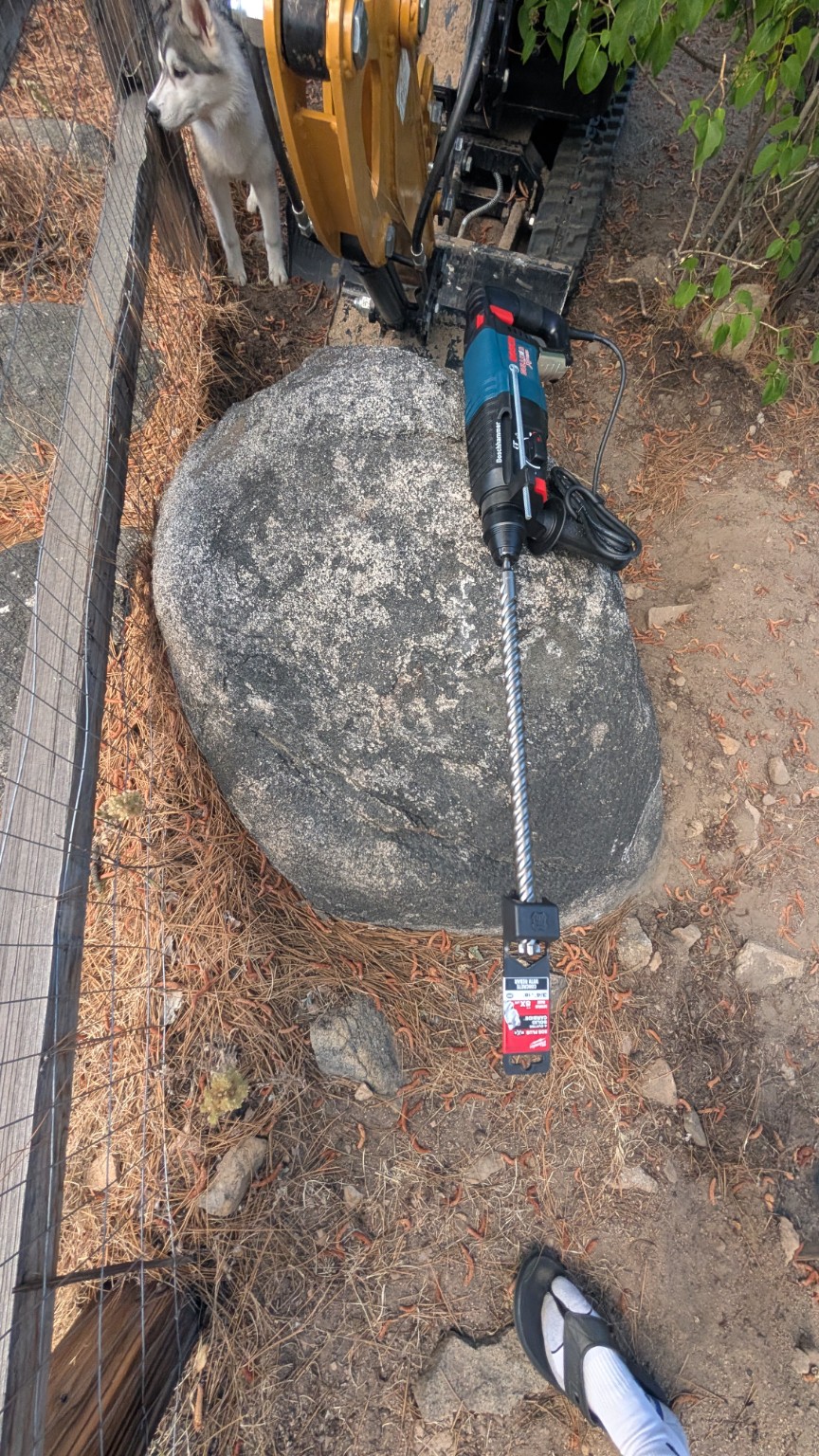 Bosch rotary hammer and long masonry bit