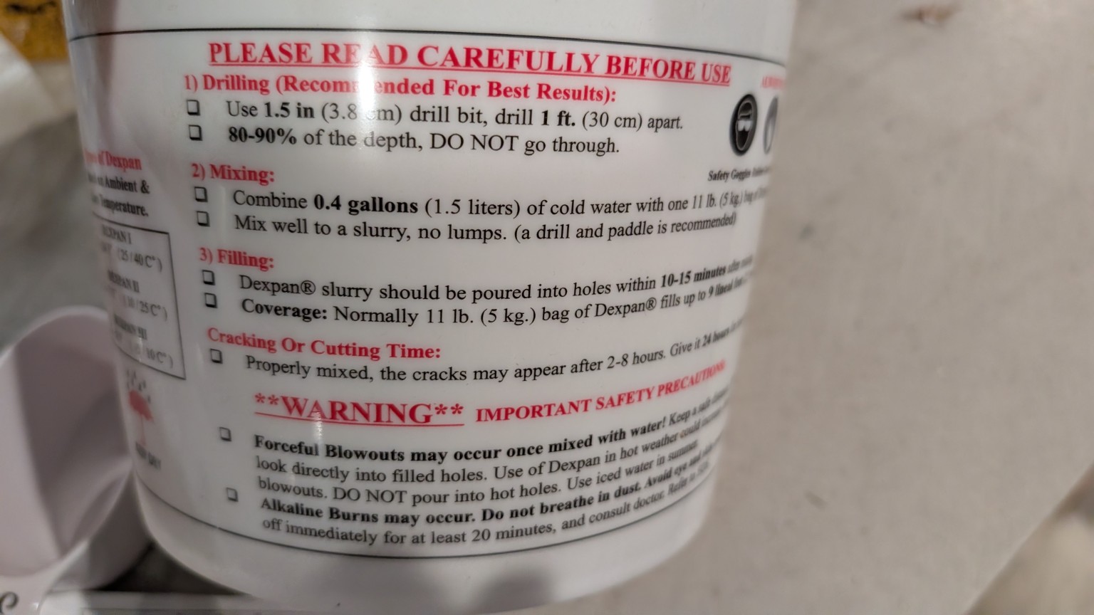 Dexpan instructions on the product label