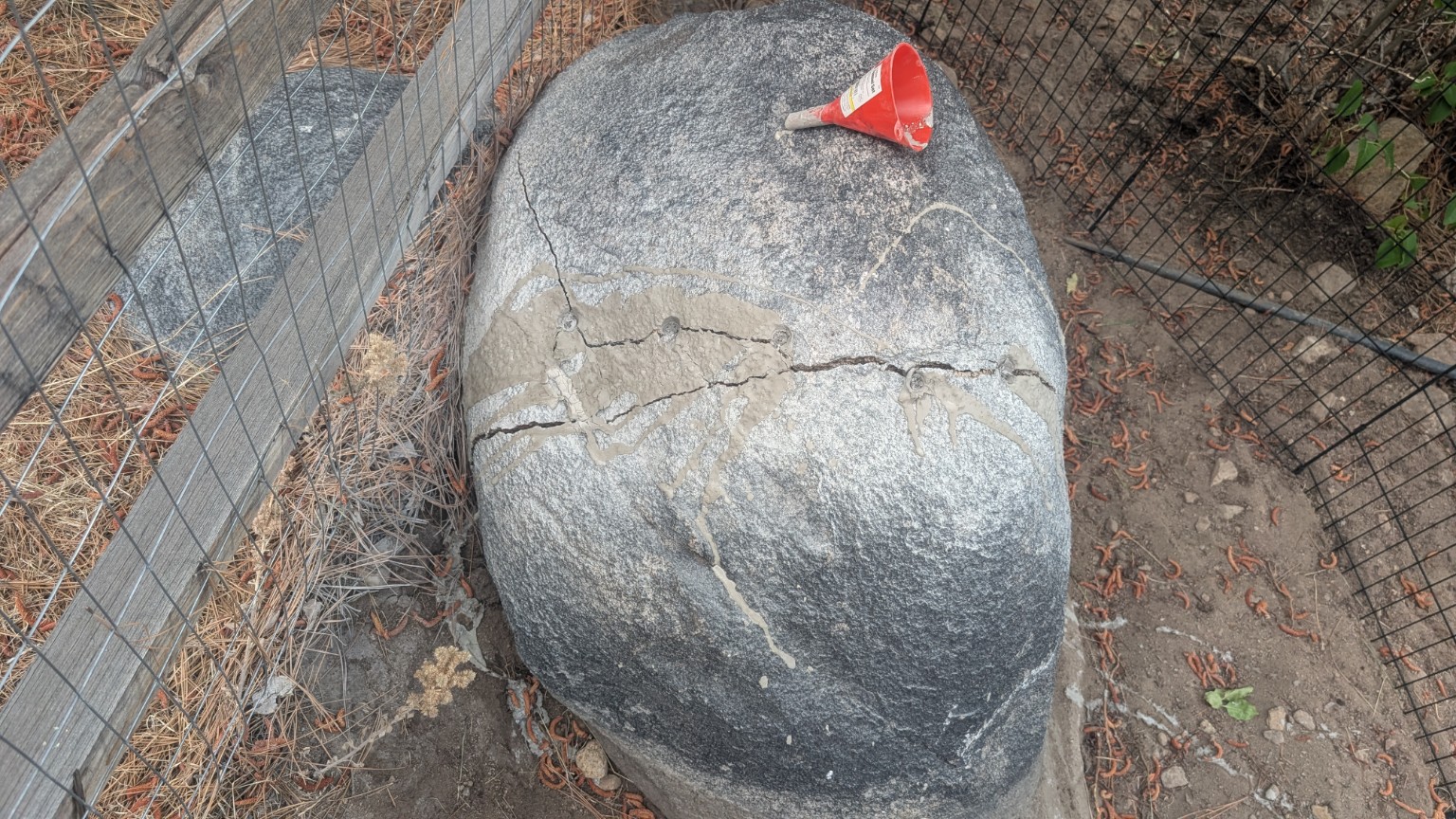 Boulder after expansive grout