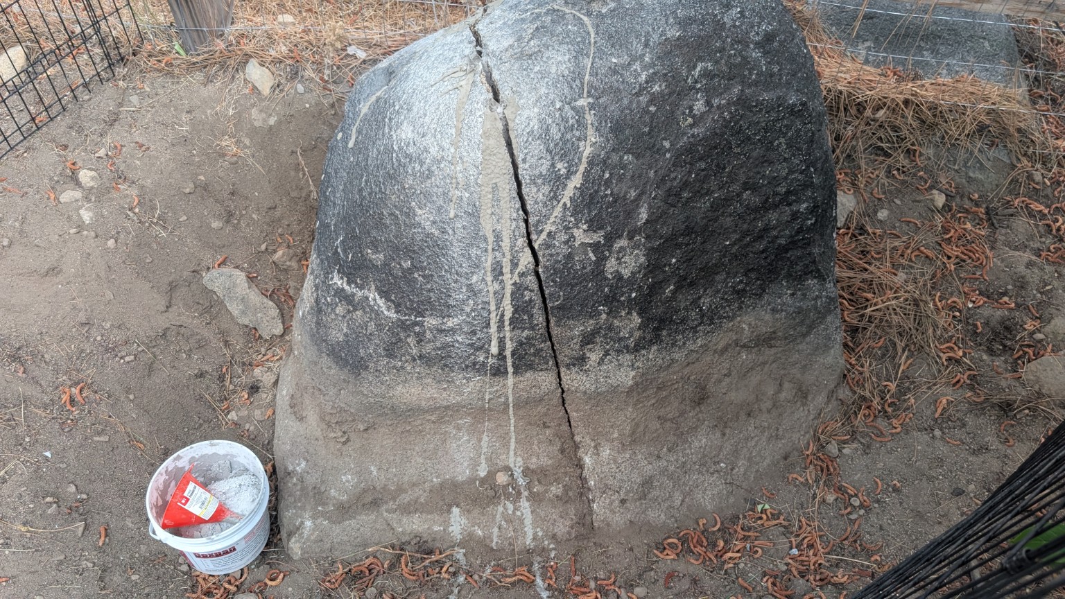 Widened crack in granite